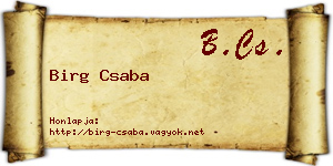 Birg Csaba névjegykártya
